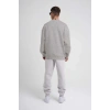 ERKEK Bisikilet Yaka 3 İplik Pamuklu SweatShirt - Gri
