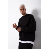 ERKEK Bisikilet Yaka 3 İplik Pamuklu SweatShirt - Siyah