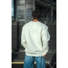 Erkek  Bisiklet Yaka 3 İplik Pamuklu Basic SweatShirt - Beyaz