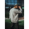 Erkek Bisiklet Yaka 3 İplik pamuklu Basic SweatShirt - Boyalı Gri