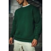 Erkek Bisiklet Yaka 3 İplik Pamuklu Basic SweatShirt - Haki