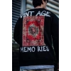 Erkek Bisiklet Yaka 3 İplik Pamuklu Baskılı SweatShirt - Siyah