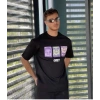 ERKEK Bisiklet Yaka Baskılı Oversize Kısa kol T-Shirt - Siyah