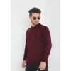 Erkek Bisiklet yaka Kazak Uzun Kol Dokuma Triko - Bordo