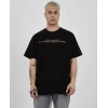 ERKEK Bisiklet Yaka Tişort Baskılı Oversize kısa kol T-Shirt - Siyah
