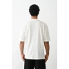 Erkek Box Eldiven Baskılı T-Shirt Kısa Kol Bisiklet Yaka Tişört - Beyaz