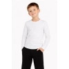 Erkek Çocuk Basic Uzun Kollu Tişört Okul Günlük Rahat T-Shirt - Beyaz