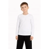 Erkek Çocuk Basic Uzun Kollu Tişört Okul Günlük Rahat T-Shirt - Beyaz