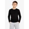 Erkek Çocuk Basic Uzun Kollu Tişört Okul Günlük Rahat T-Shirt - Siyah