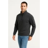 Erkek Dik Yaka Yarım Fermuarlı 3 İplik Pamuklu Sweatshirt -  Antrasit