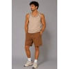 Erkek Dokuma Kumaş Cepli Bağcıklı Regular Fit Yazlık Şort - Kahverengi
