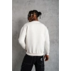 Erkek Düz Bisiklet Yaka 3 iplik pamuklu Sweatshirt - Beyaz