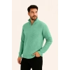 Erkek Fitilli Triko Kazak 3’lü Set Mint Yeşili Siyah Bej Kalın Dokuma Pamuklu Regular Fit