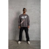 Erkek Güvercin Baskılı 3 iplik pamuklu Bisiklet Yaka Sweatshirt - Gri