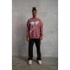 Erkek Güvercin Baskılı Bisiklet Yaka Sweatshirt 3 iplik pamuklu - Gül Kurusu
