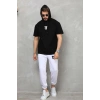 Erkek Kapüşonlu Tişört Oversize T-Shirt Takım - Siyah