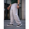 Erkek Keten Cepli Çıma Dikişli jogger Buggy Pantalon Rahat kalıp - Gri