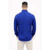 Erkek KETEN Kumaş Oversize Uzun Kollu Rahat Kalıp Gömlek - Saks Mavisi