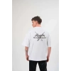 Erkek Kısa Kol Tişört Bisiklet Yaka YONCA Baskılı Oversize T-Shirt -  Beyaz