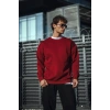 Erkek Kışlık Bisiklet Yaka Üç İplik Basic SweatShirt - Bordo