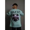 Erkek Oversize Tişört Golf GTI Retro Araba Baskılı T-shirt - Mint Yeşili