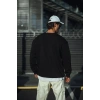 Erkek pamuklu Bisiklet Yaka 3 İplik Basic SweatShirt - Siyah