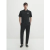 Erkek Pike Polo Yaka Tişört Düğmeli Baskılı T-Shirt - Beyaz