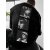 Erkek T-Shirt Sokak Stili Baskılı Kısa kol Tişört - Siyah