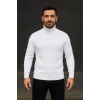 Erkek Tam Boğazlı Balıkçı Yaka Triko Kazak Kalın Fitilli - Beyaz