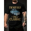 Erkek Tişört Araba Baskılı Kısa kol t-shirt - Siyah