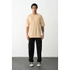 Erkek Tişört Düz Basic Penye Yazlık Bisiklet Yaka Kısa Kol T-Shirt - Bej
