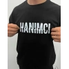 Erkek Tişört Kısa Kol Bisiklet Yaka Katlanan HANIMCI Baskılı T-Shirt - Siyah