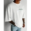 Erkek Tişört Penye Compack Ejder Baskılı Bisiklet Yaka T-shirt - Beyaz
