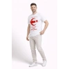 Erkek TÜRKİYE Ay Yıldız Baskılı Taraftar Forma T-Shirt - Beyaz