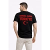 Erkek TÜRKİYE Ay Yıldız Baskılı Taraftar Forma T-Shirt - Siyah