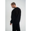 Erkek Uzun Kol Bisiklet Yaka 3 iplik Pamuklu Kışlık SweatShirt - Siyah