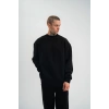 Erkek Uzun Kol Bisiklet Yaka 3 iplik Pamuklu Kışlık SweatShirt - Siyah