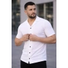 Erkek Waffle Kumaş Açık Yakalı Düğmeli Regular Fit Gömlek 2’li Set Siyah-Beyaz