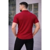 Erkek Waffle Kumaş Kısa Kollu Düğmeli Açık Yaka Regular Fit Gömlek - Kırmızı
