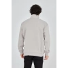 Erkek Yarım Fermuarlı Baskılı 3 iplik pamuklu sweatshirt - Boyalı Gri