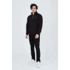 Erkek Yarım Fermuarlı Baskılı 3  iplik pamuklu sweatshirt - Siyah
