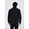 Erkek Yarım Fermuarlı Baskılı 3  iplik pamuklu sweatshirt - Siyah