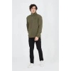 Erkek Yarım Fermuarlı Baskılı 3 iplik pamuklu sweatshirt - Yeşil
