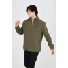 Erkek Yarım Fermuarlı Baskılı 3 iplik pamuklu sweatshirt - Yeşil