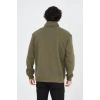 Erkek Yarım Fermuarlı Baskılı 3 iplik pamuklu sweatshirt - Yeşil
