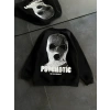 Kadın 3 iplik Kışlık Bisiklet Yaka Baskılı SweatShirt - Siyah