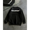 Kadın 3 iplik Kışlık pamuklu Bisiklet Yaka Oversize Baskılı SweatShirt - Siyah