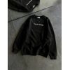 Kadın 3 İplik Pamuklu Bisiklet Yaka Baskılı SweatShirt - Siyah