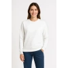 Kadın 3 İplik Pamuklu Düz Bisiklet Yaka SweatShirt - Beyaz