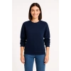 Kadın 3 İplik Pamuklu Düz Bisiklet Yaka SweatShirt - Lacivert